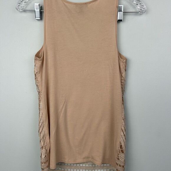 Express Metallic Lace Tank Top Cami Front Lined Lace Cutout Rose Gold Sz XS - Picture 2 of 14